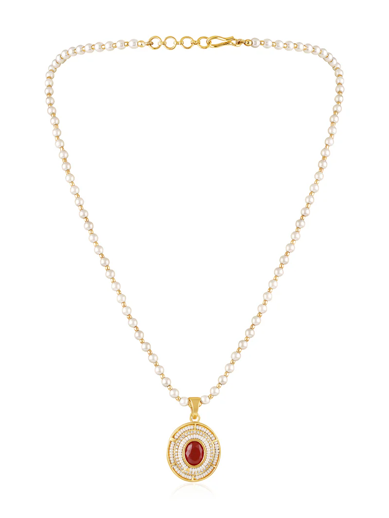 Ruby Pearl Royale Necklace Set