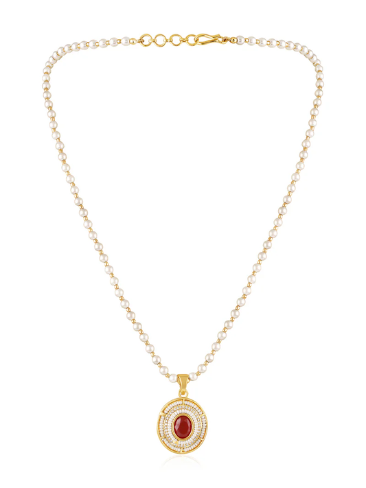 Ruby Pearl Royale Necklace Set