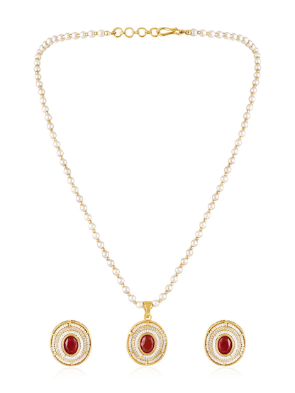Ruby Pearl Royale Necklace Set