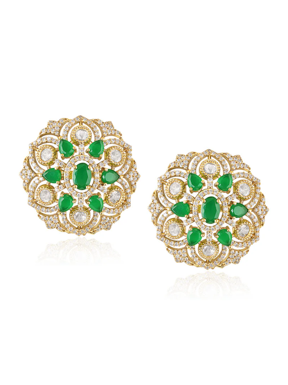 Emerald Blossom Kundan Earrings
