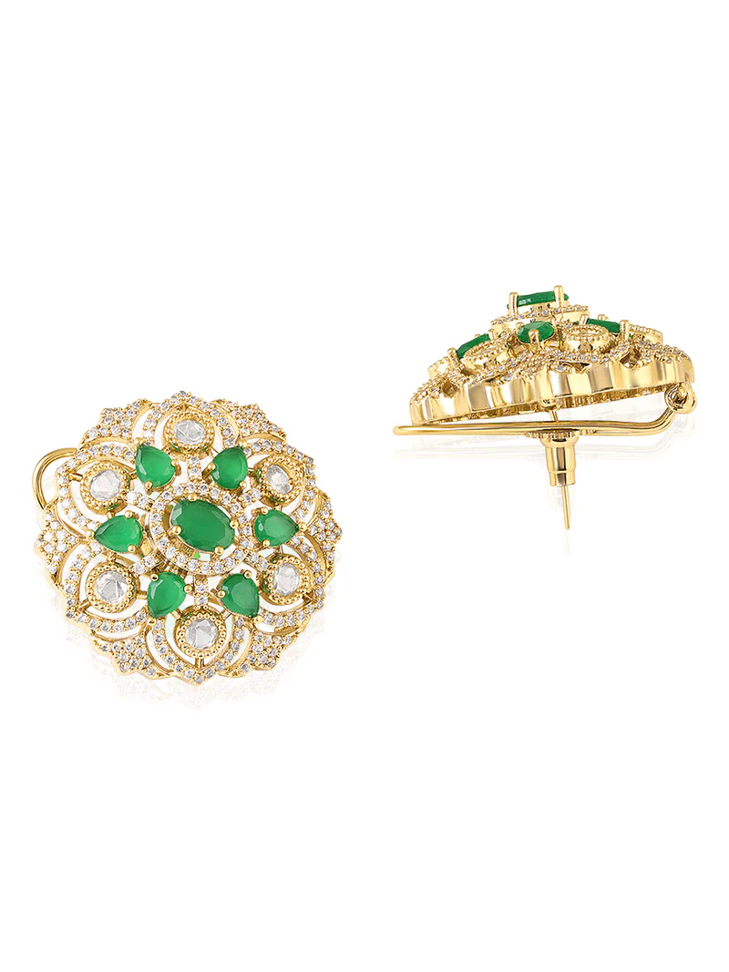 Emerald Blossom Kundan Earrings