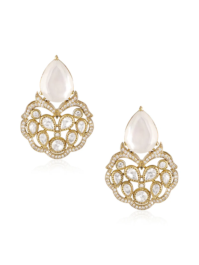 Noor Mahal Pearl Chand Earrings