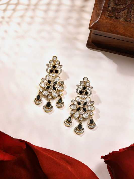 Noir Blossom Chandelier Earrings