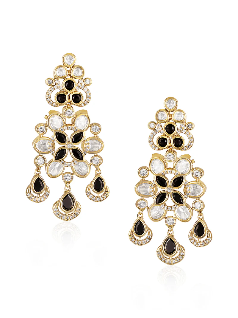 Noir Blossom Chandelier Earrings