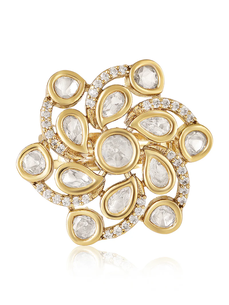 Noor Spiral Kundan Ring