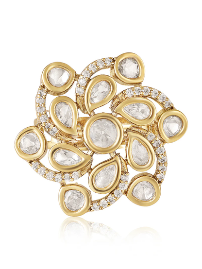 Noor Spiral Kundan Ring